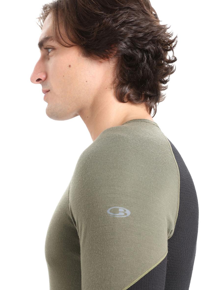 Men's Icebreaker BodyfitZone™ Merino 260 Zone Long Sleeve Crewe Thermal Top Base Layers Loden / Black | CA 1567OKIR